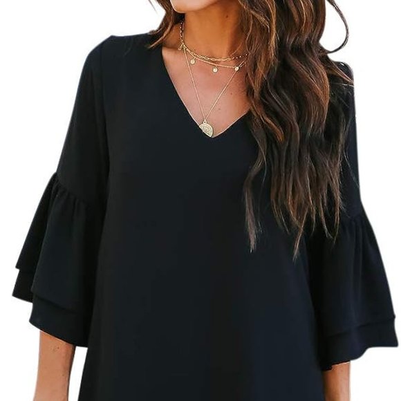 BELONGSCI Dresses & Skirts - NWT NBELONGSCI Women's 2023 Summer Dress V-Neck Bell Sleeve Shift Dress